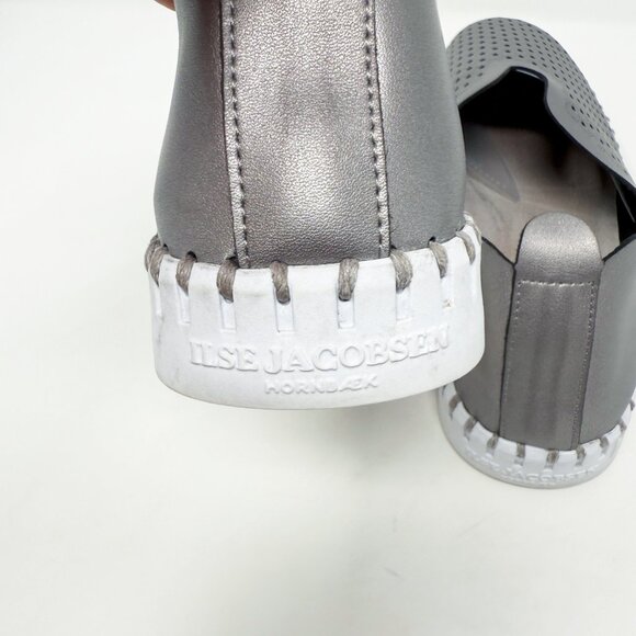 Ilse Jacobsen Metallic Silver Leather Tulip Slip On Sneakers Women's Size 10 EUC - Picture 5 of 9
